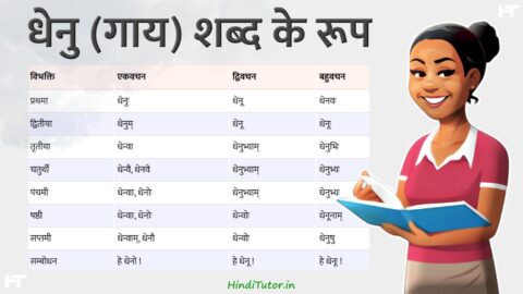 Dhenu Shabd Roop in Sanskrit