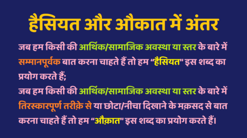 Haisiyat Aur Aukat mein antar