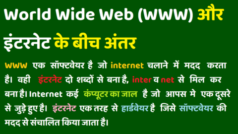 WWW व Internet में अंतर